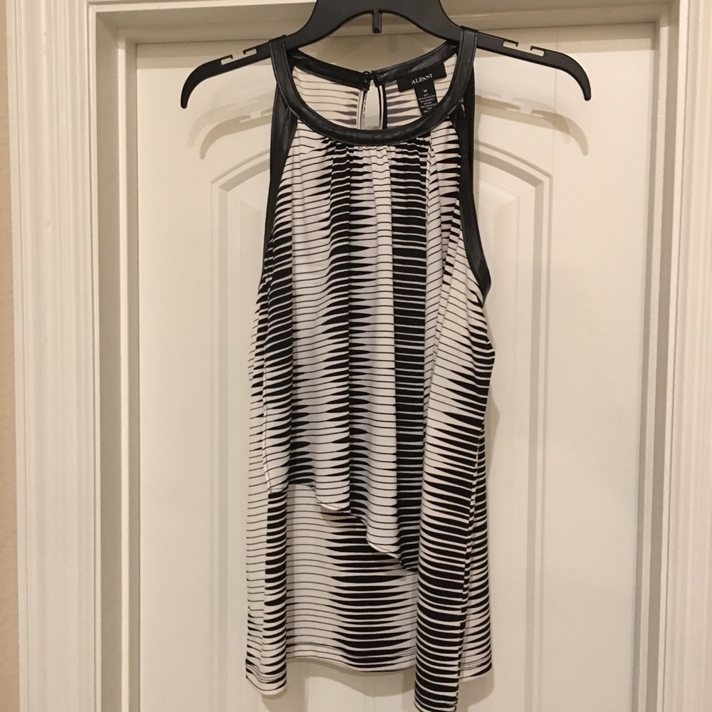 Alfani Black and White Sleeveless Top